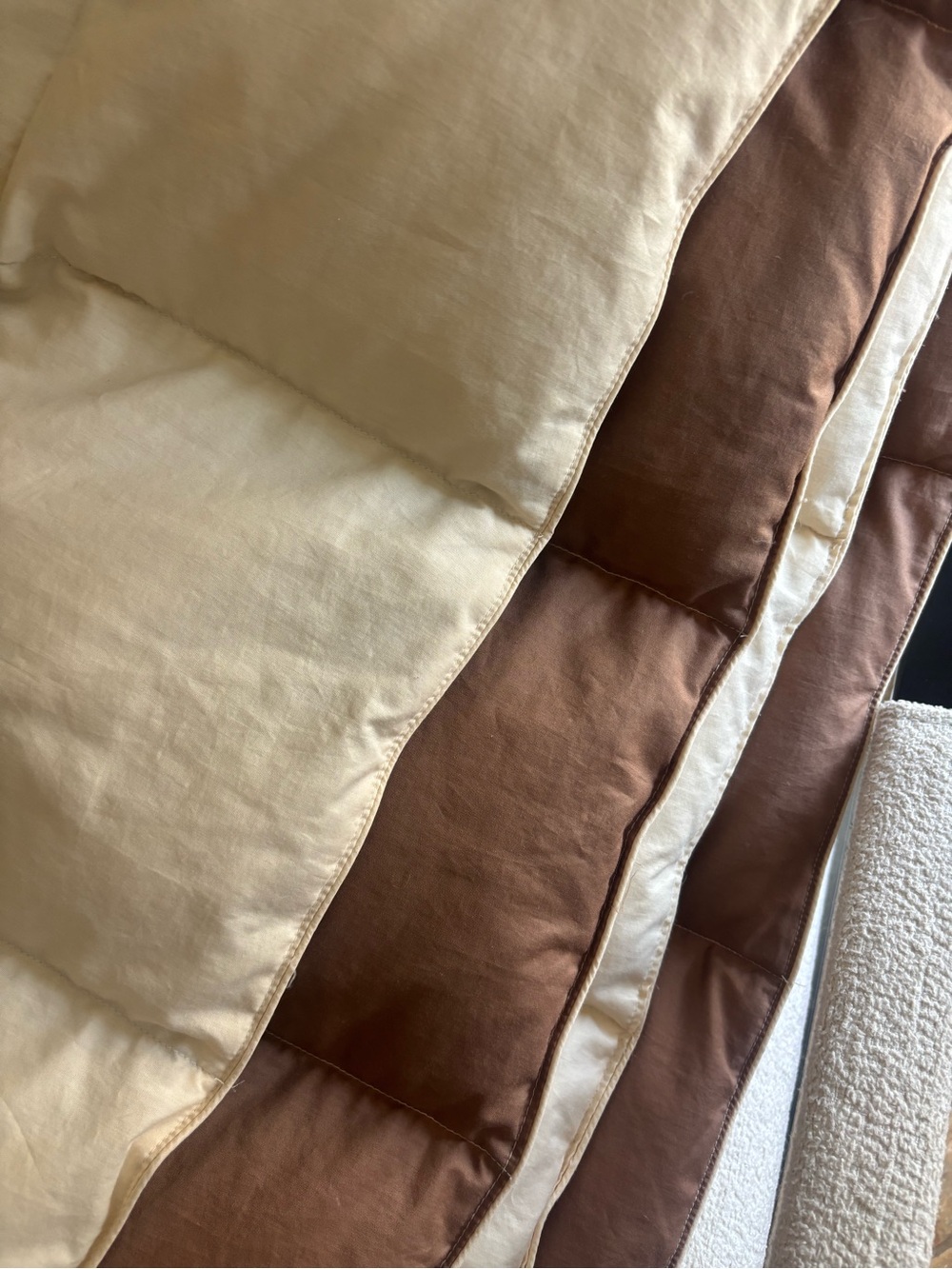 Neutral Ivory and Brown Reversible Light Down Comforter - Home Bedding